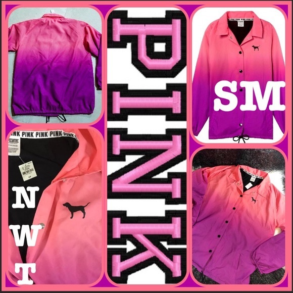 NWOT PINK VS OMBRÉ SNAP BUTTON ADJ COACHES JACKET - Picture 4 of 16